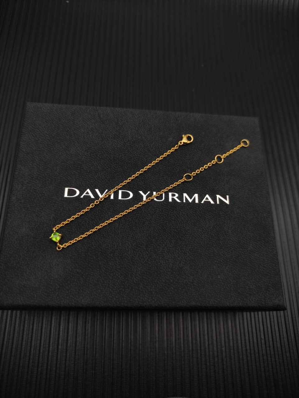 David Yurman Elegant Gold Bracelet with Green Gemstone